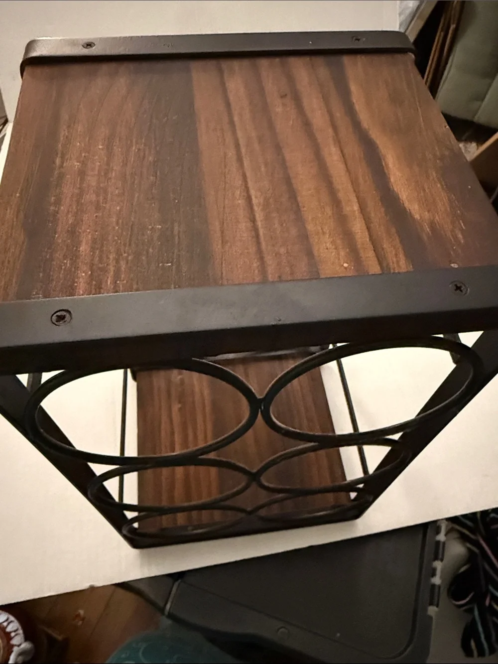 Metal and Wood 8-Bottle Wine Rack - Black and Brown